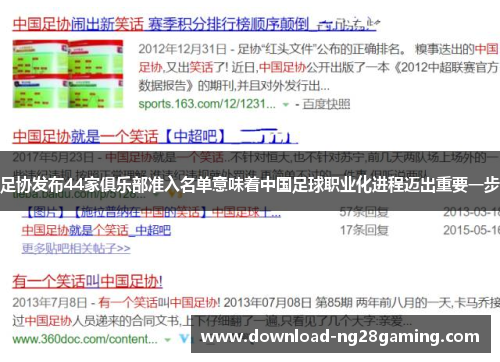 足协发布44家俱乐部准入名单意味着中国足球职业化进程迈出重要一步 足协发布44家俱乐部准入名单意味着中国足球职业化进程迈出重要一步